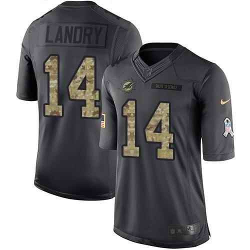 Nike Dolphins #14 Jarvis Landry Black Youth Stitched NFL Limited 2016 Salute to Service Jersey