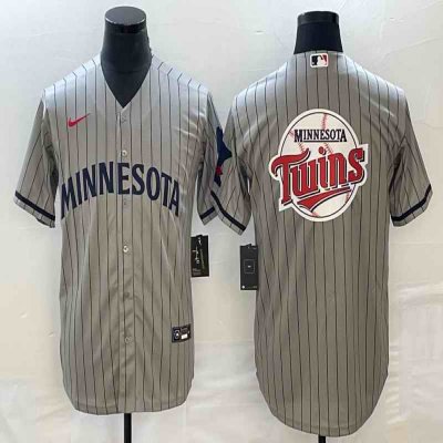 Men's Minnesota Twins Gray Team Big Logo Cool Base Stitched Jersey