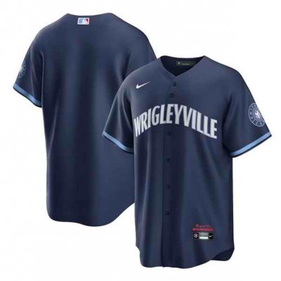 Men's Chicago Cubs Blank 2021 Navy City Connect Stitched MLB Jersey