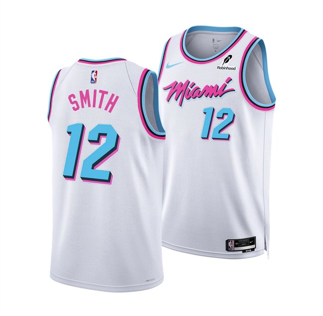 Men's Miami Heat #12 Dru Smith White 2024/25 City Edition Stitched Basketball Jersey