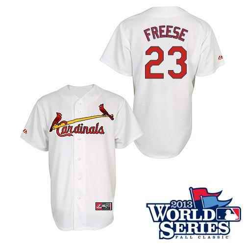 Cardinals #23 David Freese White Cool Base 2013 World Series Patch Stitched MLB Jersey