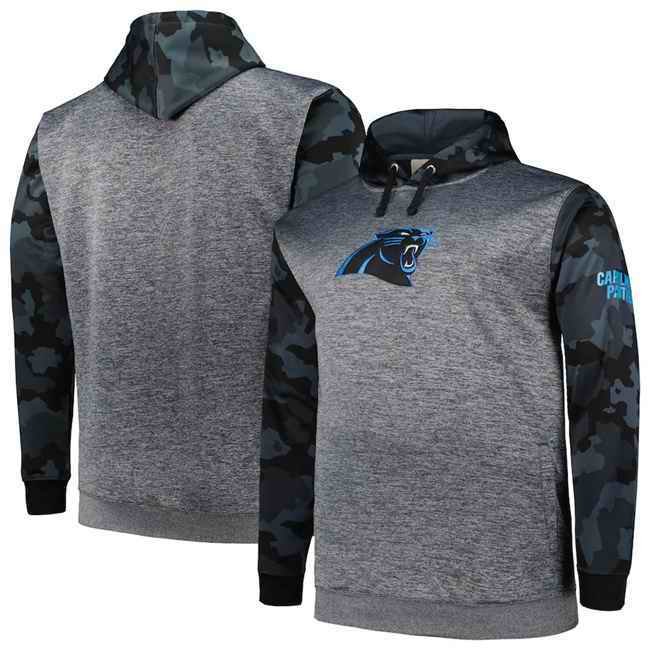 Men's Carolina Panthers Heather Charcoal Big & Tall Camo Pullover Hoodie