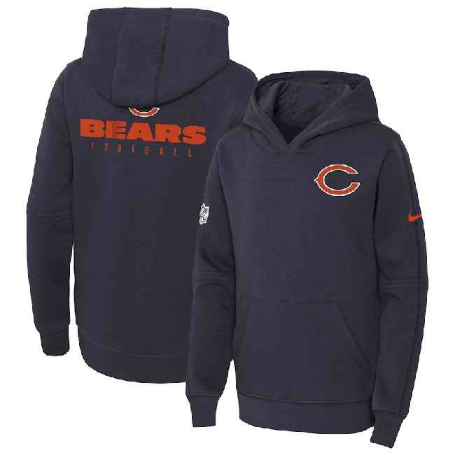 Youth Chicago Bears Navy Sideline Club Fleece Pullover Hoodie