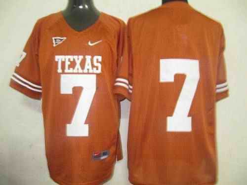 Longhorns #7 Orange Stitched NCAA Jersey