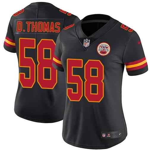 Women's Kansas City Chiefs #58 Derrick Thomas Black Vapor Untouchable Limited Stitched Jersey(Run Small)