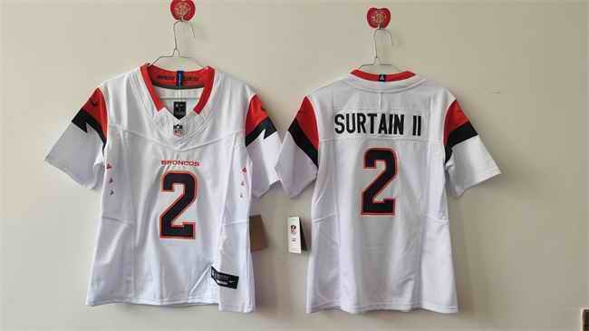 Youth Denver Broncos #2 Pat Surtain II White 2024 F.U.S.E. Vapor Limited Stitched Football Jersey