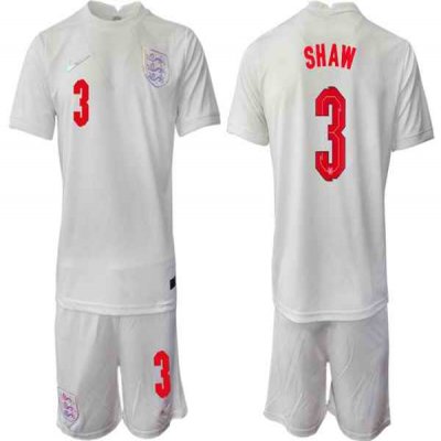 Men's England #3 Shaw White Home Soccer Jersey Suit