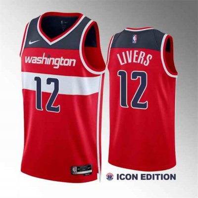 Men's Washington Wizards #12 Isaiah Livers Red Icon Edition Stitched Basketball Jersey