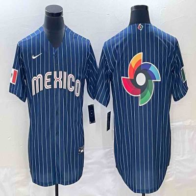 Men's Mexico Baseball Navy Team Big Logo World Baseball Classic Stitched Jersey 001