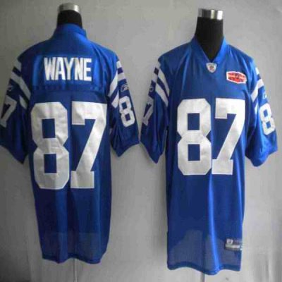 Colts #87 Reggie Wayne Blue With Super Bowl Patch Stitched Youth NFL Jersey