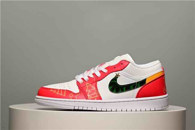 Women's Running Weapon Air Jordan 1 Low White/Red Shoes 0403