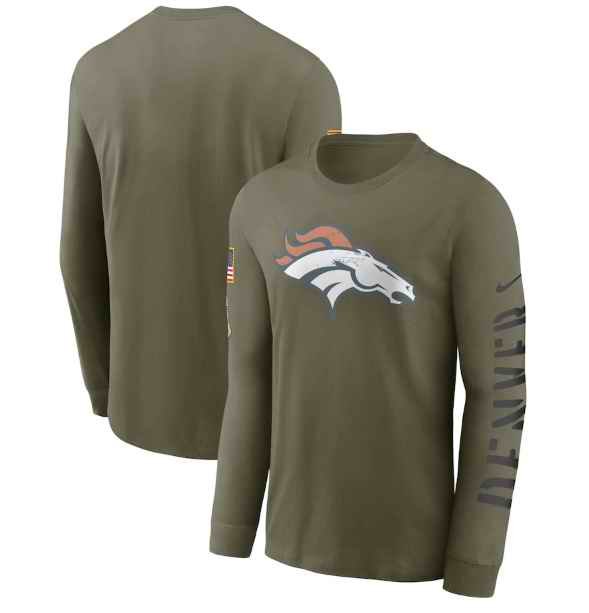 Men's Denver Broncos Olive 2022 Salute to Service Long Sleeve T-Shirt