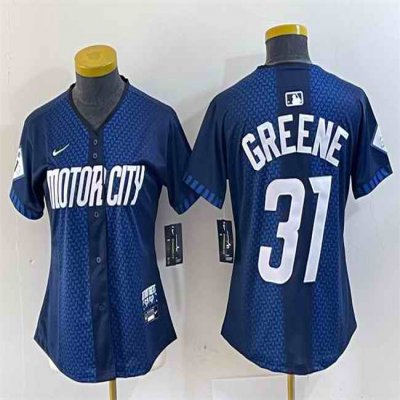 Women's Detroit Tigers #31 Riley Greene 2024 Navy City Connect Cool Base Limited Stitched Baseball Jersey(Run Small)