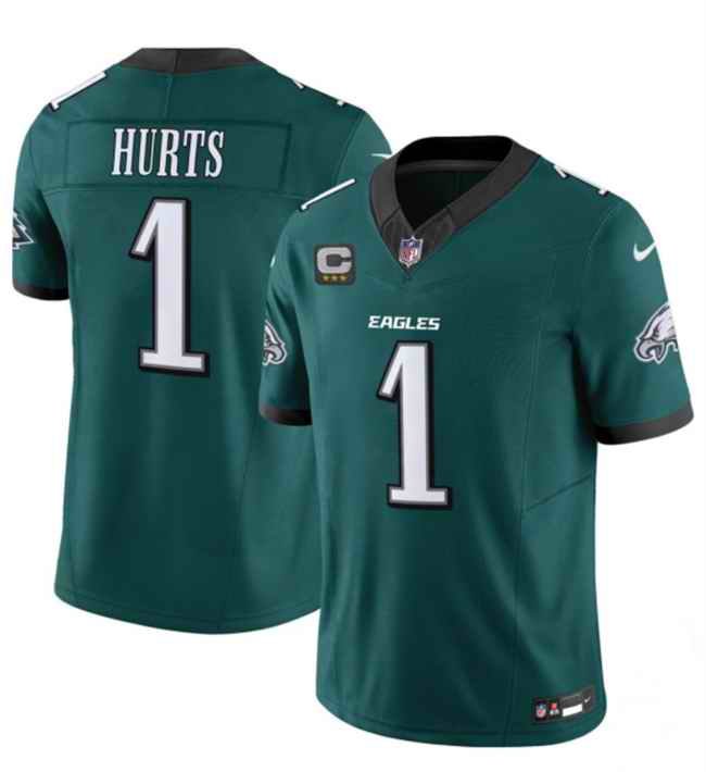 Men's Philadelphia Eagles #1 Jalen Hurts Green 2024 New F.U.S.E. Vapor Untouchable Limited Stitched Football Jersey