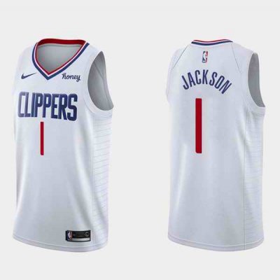 Men's Los Angeles Clippers #1 Reggie Jackson White Association Edition Stitched Basketball Jersey