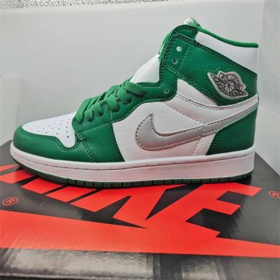 Women's Running Weapon Air Jordan 1 Green/White Shoes 0212