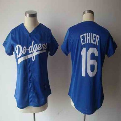 Dodgers #16 Andre Ethier Blue Women's Fashion Stitched MLB Jersey