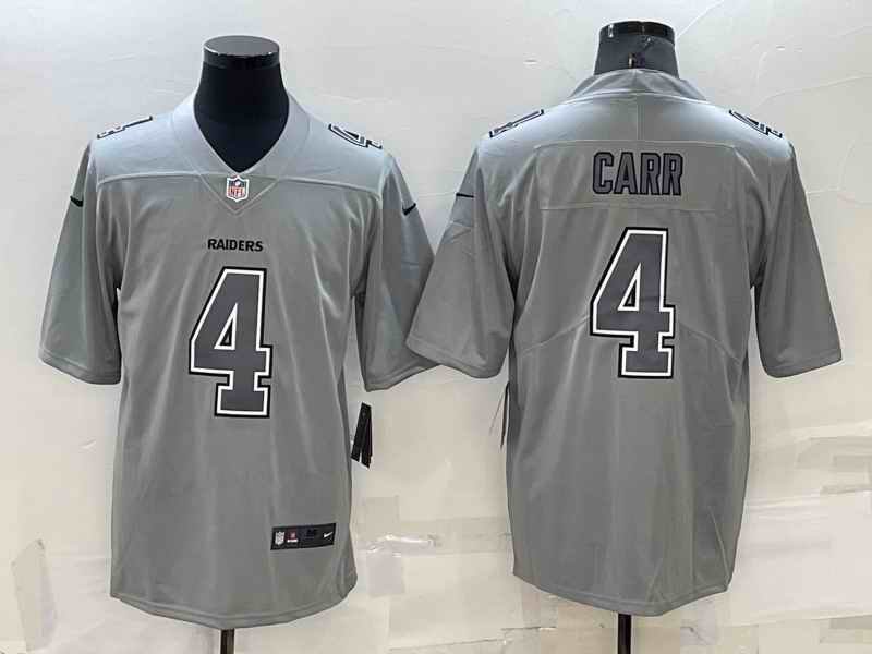 Men's Las Vegas Raiders #4 Derek Carr Grey Atmosphere Fashion Stitched Jersey