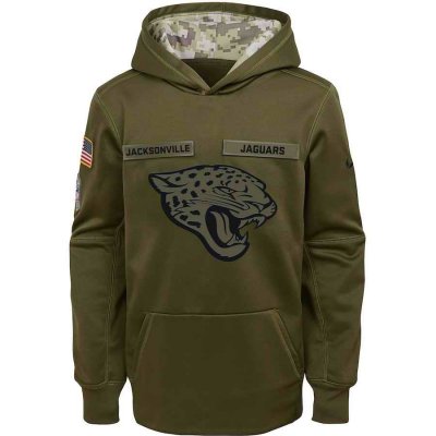 Youth Jacksonville Jaguars Olive Salute to Service Pullover Performance NFL Hoodie