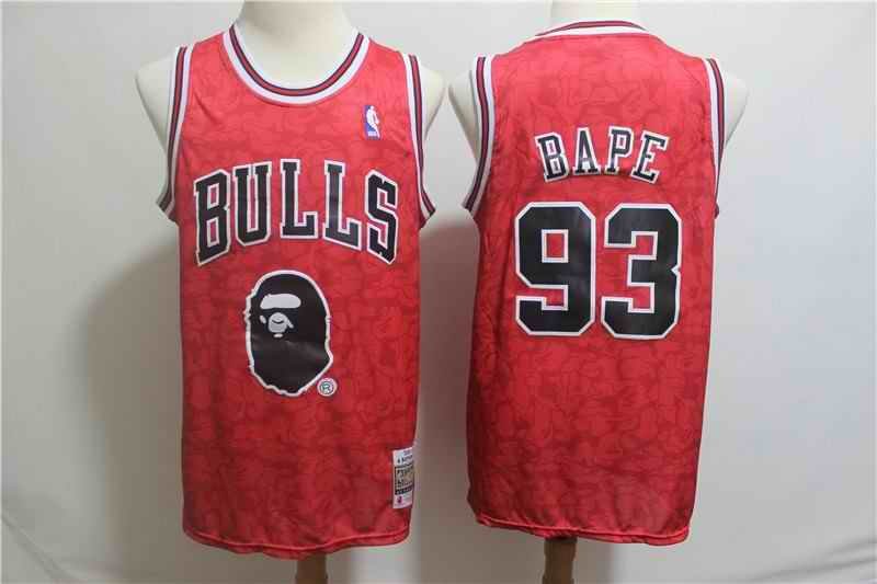 Men's Chicago Bulls #93 Bape 1996-97 A Bathing Ape Bulls Red Stitched NBA Jersey