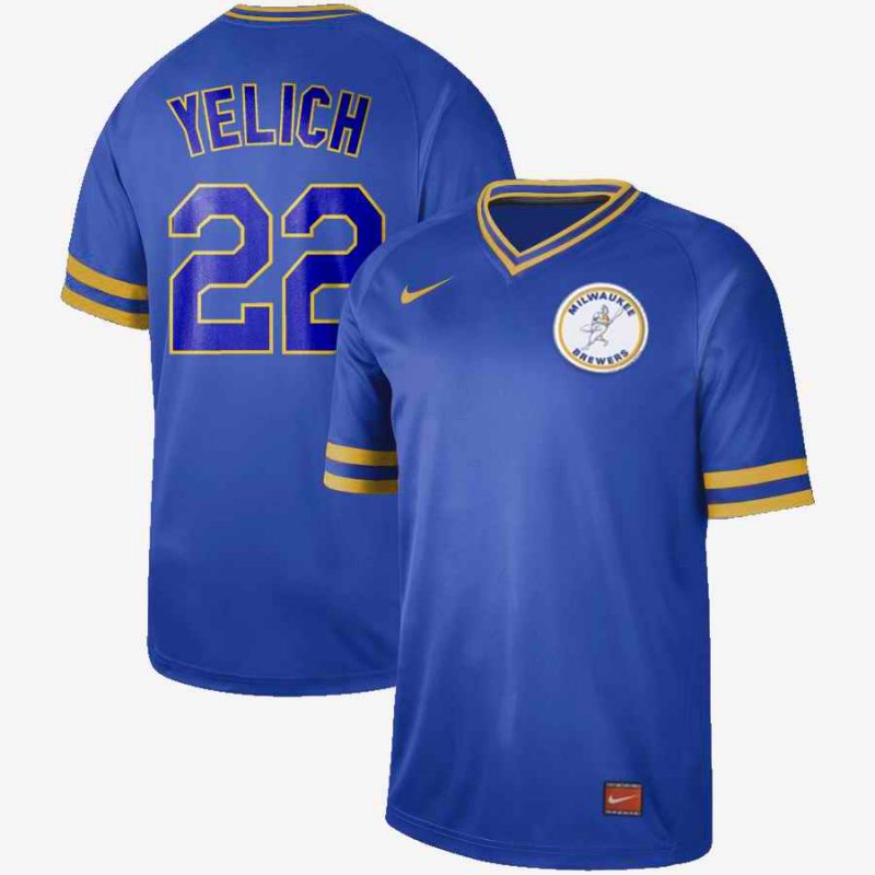 Men's Milwaukee Brewers #22 Christian Yelich Cooperstown Collection Legend Stitched MLB Jersey