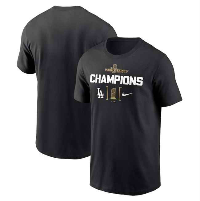 Men's Los Angeles Dodgers Black 2024 World Series Champions Trophy T-Shirt