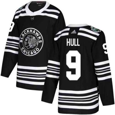 Men's Chicago Blackhawks #9 Bobby Hull Black 2019 Winter Classic Stitched NHL Jersey