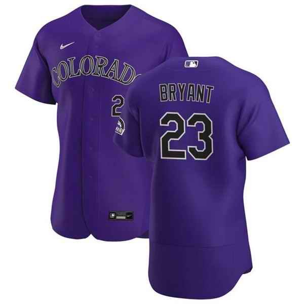 Men's Colorado Rockies #23 Kris Bryant Purple Flex Base Stitched Jersey