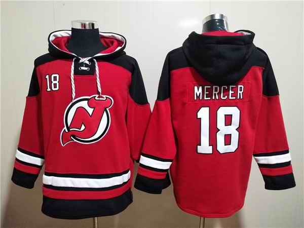 Men's New Jersey Devils #18 Dawson Mercer Red Ageless Must-Have Lace-Up Pullover Hoodie