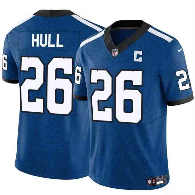 Men's Indianapolis Colts #26 Evan Hull Blue 2024 F.U.S.E. Throwback Vapor Limited Stitched Football Jersey