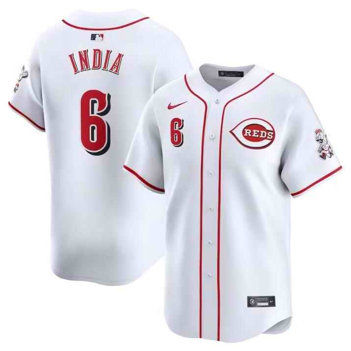 Men's Cincinnati Reds #6 Jonathan India White Home Limited Stitched Baseball Jersey