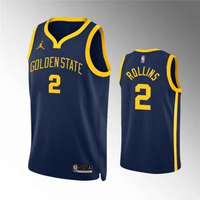 Men's Golden State Warriors #2 Ryan Rollins Navy Statement Edition Stitched Jersey