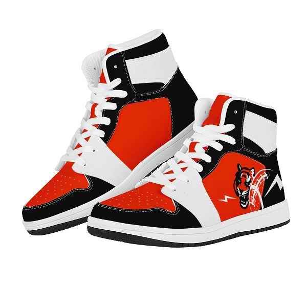 Men's Cincinnati Bengals High Top Leather AJ1 Sneakers 001