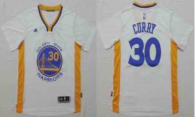 Warriors #30 Stephen Curry White Short Sleeve Stitched NBA Jersey