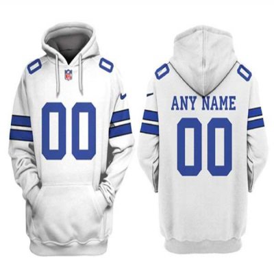 Men's Dallas Cowboys Customized White Pullover Hoodie