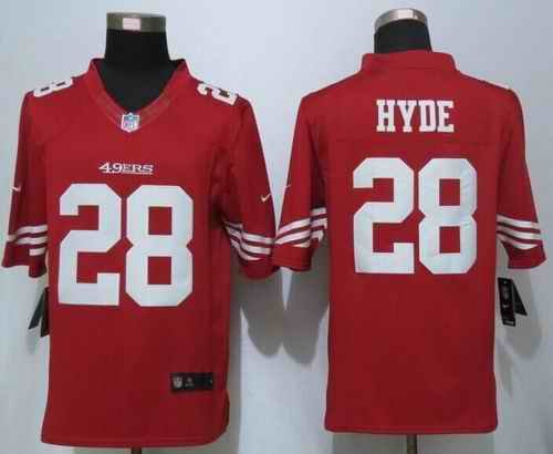 Nike 49ers #28 Carlos Hyde Red Team Color Men's Stitched NFL Limited Jersey