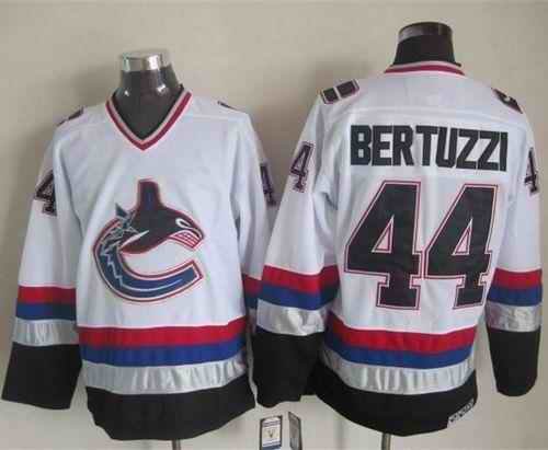 Canucks #44 Todd Bertuzzi White/Black CCM Throwback Stitched NHL Jersey