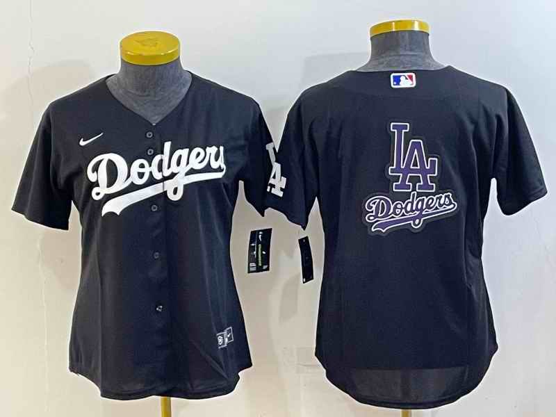 Youth Los Angeles Dodgers Black Team Big Logo Stitched Baseball Jersey