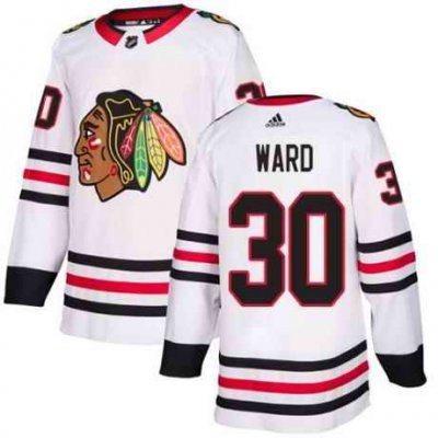 Men's Chicago Blackhawks #30 Cam Ward White Stitched NHL Jersey