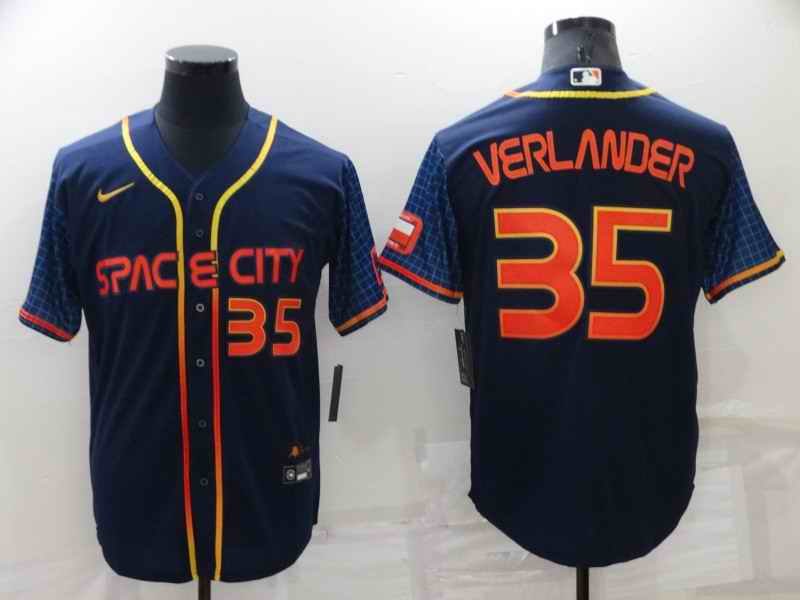 Men's Houston Astros #35 Justin Verlander 2022 Navy City Connect Cool Base Stitched Jersey