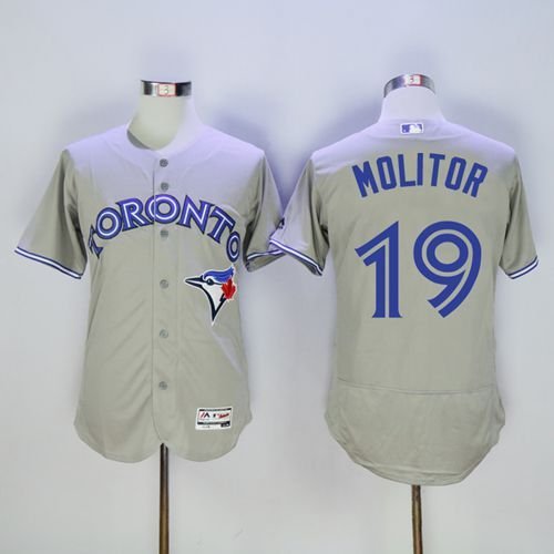 Blue Jays #19 Paul Molitor Grey Flexbase Authentic Collection Stitched MLB Jersey