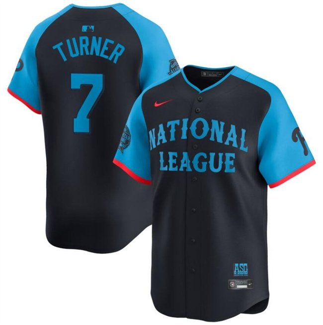 Men's National League #7 Trea Turner Navy 2024 All-Star Limited Stitched Baseball Jersey