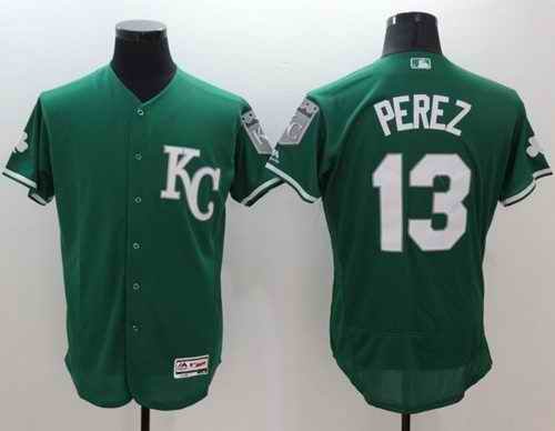 Royals #13 Salvador Perez Green Celtic Flexbase Authentic Collection Stitched MLB Jersey