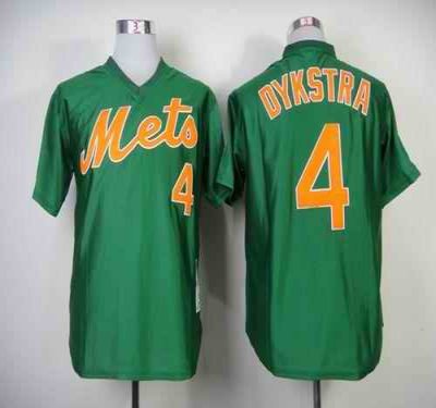 Mitchell And Ness 1985 Mets #4 Lenny Dykstra Green Throwback Stitched MLB Jersey