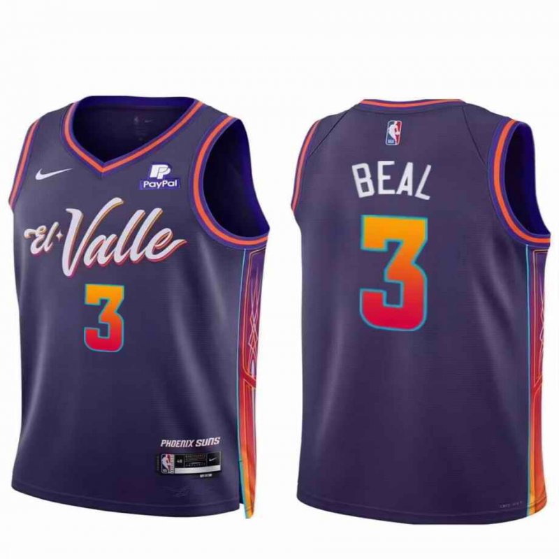 Men's Phoenix Suns #3 Bradley Beal Purple 2023/24 City Edition Stitched Basketball Jersey