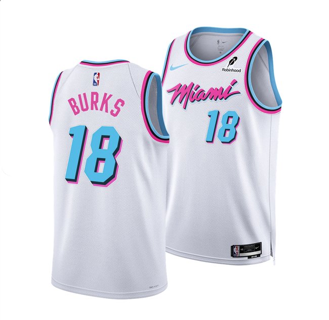 Men's Miami Heat #18 Alec Burks White 2024/25 City Edition Stitched Basketball Jersey