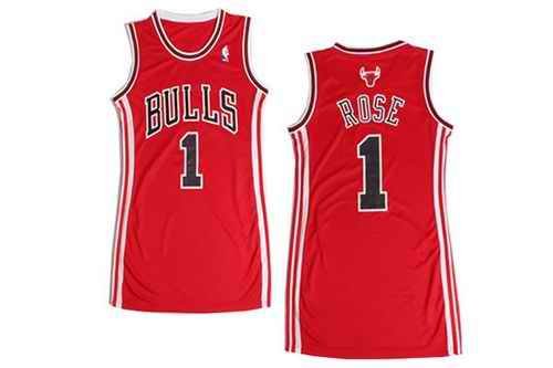 Bulls #1 Derrick Rose Red Women's Dress Stitched NBA Jersey