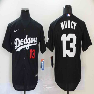 Men's Los Angeles Dodgers #13 Max Muncy Black Cool Base Stitched MLB Jersey