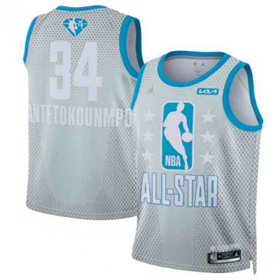 Men's 2022 All-Star #34 Giannis Antetokounmpo Gray  Stitched Basketball Jersey