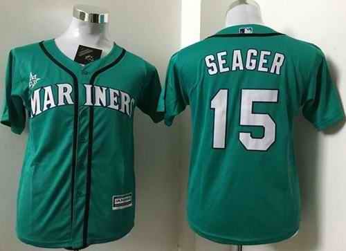 Mariners #15 Kyle Seager Green Cool Base Stitched Youth MLB Jersey